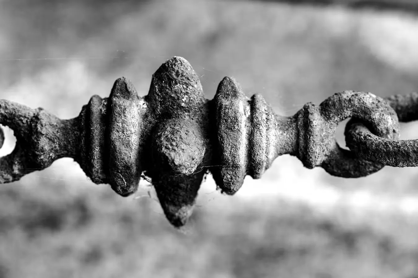 A close-up of a fence chain