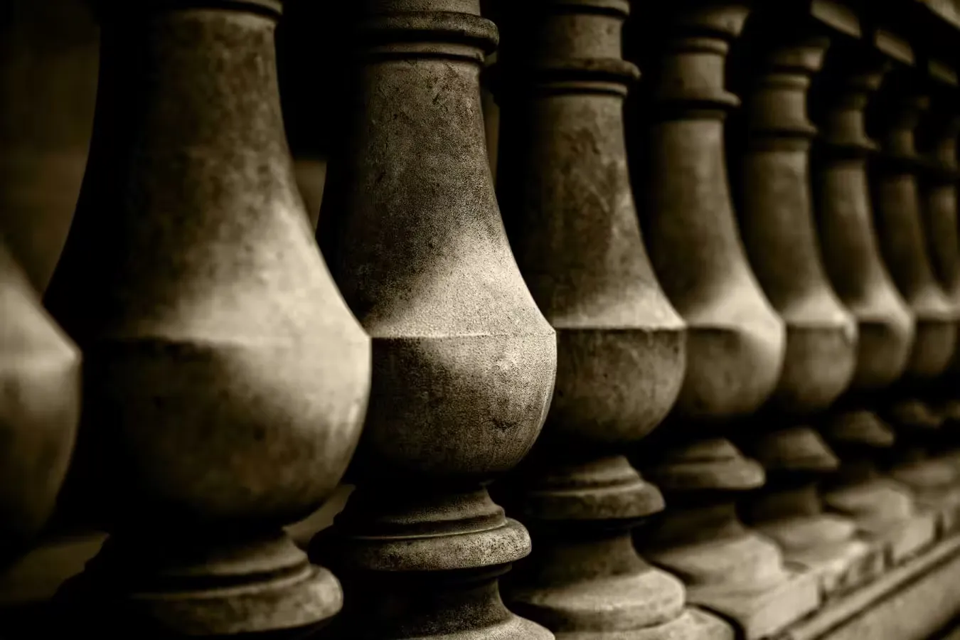 A row of columns shot in sepia